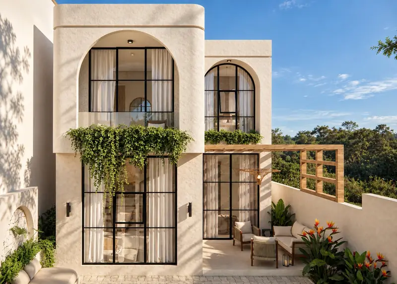 Bali Villa two-storey arched facade
