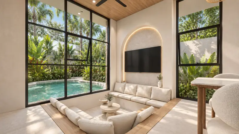 Bali Villa sunken lounge facing the pool