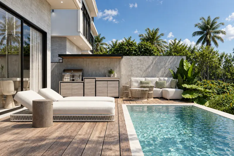 Prime Villa pool deck and outdoor kitchen